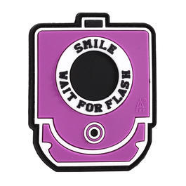 3D Rubber Patch mit Klettflche Smile and Wait for Flash pink