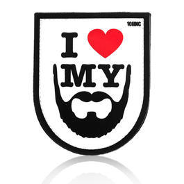 101 INC. 3D Rubber Patch I love my beard weiss/schwarz