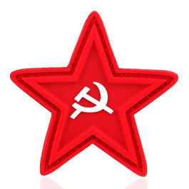 101 INC 3D Rubber Patch mit Klettflche red star with hammer and sickle rot/wei