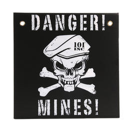 101 INC. Schild Danger Mines schwarz/wei Plastik