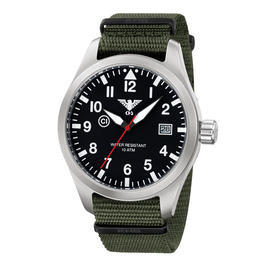 KHS Armbanduhr Airleader Steel mit Natoband oliv