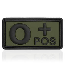 3D Rubber Patch mit Klettflche Blutgruppe O positiv oliv/schwarz