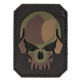 3D Rubber Patch mit Klettflche Skull schwarz/flecktarn