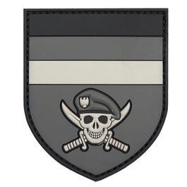 3D Rubber Patch mit Kletfflche German Commando Skull schwarz/grau
