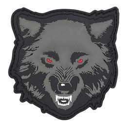 3D Rubber Patch mit Klettflche Wolf schwarz/grau