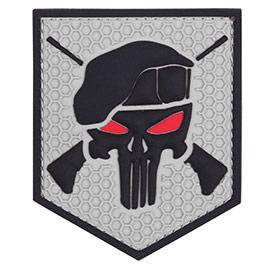 3D Rubber Patch mit Klettflche Commando Punisher grau/schwarz