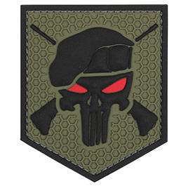 3D Rubber Patch mit Klettflche Commando Punisher oliv/schwarz