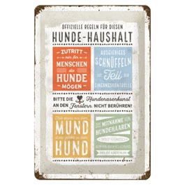 Blechschild Hunde-Haushalt Regeln 20x30 cm