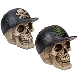 Polyresin Spardose Totenkopf mit Basecap