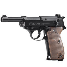 Walther P38 CO2 Luftpistole Blow Back 4,5 mm BB schwarz Griffschalen braun Bild 1 xxx: