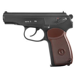 Gletcher PM CO2 Luftpistole Kal. 4,5mm BB Non Blowback schwarz/braun