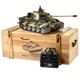 Amewi Rc Panzer Knigstiger mit Henschelturm tarn, 1:16, RTR, schussfhig, Infrarot-Gefechtssystem, Rauch & Sound, Metallget