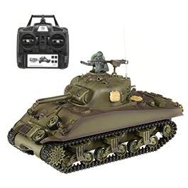 Heng-Long RC Panzer Sherman M4A3, grn 1:16 schussfhig, Infrarot-Gefechtssystem, Rauch & Sound, RTR