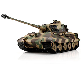 Heng-Long RC Panzer Königstiger Henschelturm, tarn 1:16 schussfähig, Infrarot-Gefechtssystem, Rauch & Sound, Metallgetriebe,