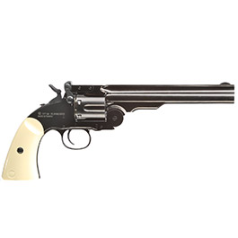 ASG Schofield 1877 6 Zoll CO2-Revolver Kal. 4,5 mm Diabolo + Stahl-BB Vollmetall stahlgrau Bild 4