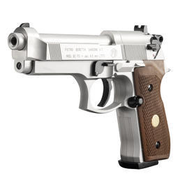 Beretta M92 FS CO2 Pistole 4,5mm vernickelt mit Holzgriffschalen Bild 1 xxx: