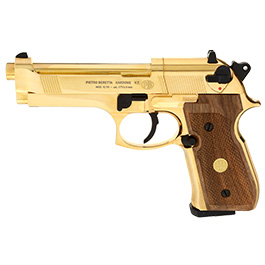 Beretta M92 FS Gold Edition CO2 Pistole 4,5mm (.177) Diabolo 24 Karat Gold mit Holzgriffschalen