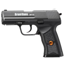 Bruni Guns W118 CO2-Luftpistole Kal. 4,5mm Stahl-BB Blowback mit Metallschlitten titangrau