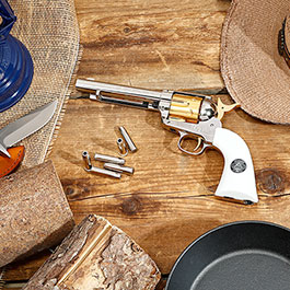 Kleinbild 1 Colt Single Action Army .45 Smoke Wagon CO2-Revolver Kal. 4,5mm Diabolo silber/gold Limited Edition