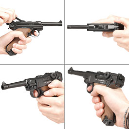 Borner P08 CO2 Luftpistole Kal. 4,5mm BB BlowBack Vollmetall dunkelgrau Bild 10