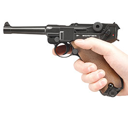 Borner P08 CO2 Luftpistole Kal. 4,5mm BB BlowBack Vollmetall dunkelgrau Bild 5