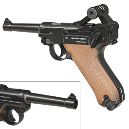 Borner P08 CO2 Luftpistole Kal. 4,5mm BB BlowBack Vollmetall dunkelgrau Bild 9