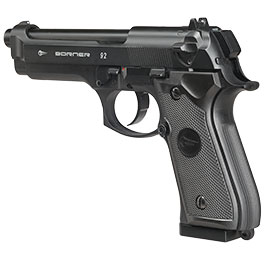 Borner 92 CO2 Luftpistole Kal. 4,5mm BB und Diabolo BlowBack mit Metallschlitten schwarz Bild 4