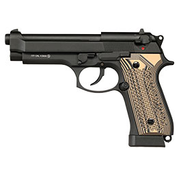 KLI M92 CO2 Luftpistole Kal. 4,5 mm BB Vollmetall Blowback schwarz - G10 Grip Edition