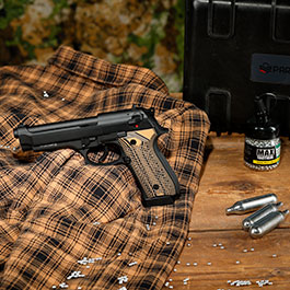 Kleinbild 1 KLI M92 CO2 Luftpistole Kal. 4,5 mm BB Vollmetall Blowback schwarz - G10 Grip Edition