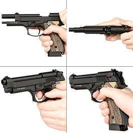 Kleinbild 8 KLI M92 CO2 Luftpistole Kal. 4,5 mm BB Vollmetall Blowback schwarz - G10 Grip Edition