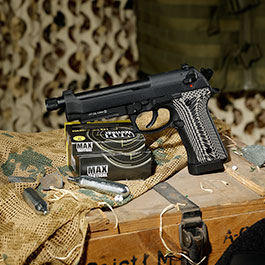 Kleinbild 1 KLI M92A3 CO2 Luftpistole Kal. 4,5 mm BB Vollmetall Blowback schwarz - G10 Grip Edition