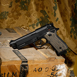 Kleinbild 1 KLI M92A1 CO2 Luftpistole Kal. 4,5 mm BB Vollmetall Blowback schwarz - G10 Grip Edition