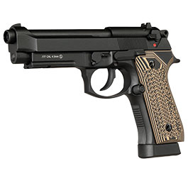 Kleinbild 2 KLI M92A1 CO2 Luftpistole Kal. 4,5 mm BB Vollmetall Blowback schwarz - G10 Grip Edition
