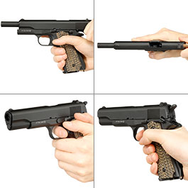 Kleinbild 8 KLI M1911-A1 CO2 Luftpistole Kal. 4,5 mm BB Blowback Vollmetall schwarz - G10 Grip Edition