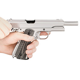 Kleinbild 11 KLI M1911-A1 CO2 Luftpistole Kal. 4,5 mm BB Blowback Vollmetall Platinum Chrome-Finish - G10 Grip Edition