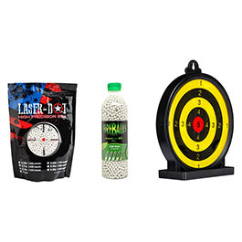 Kleinbild 11 Well L96 AWS-338 Springer Snipergewehr mit Zweibein / Zielfernrohr Kugeln 6mm BB und Zielscheibe