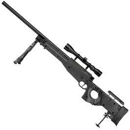 Kleinbild 1 Well L96 AWS-338 Springer Snipergewehr mit Zweibein / Zielfernrohr Kugeln 6mm BB und Kugelfang mit Netz