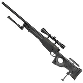 Kleinbild 2 Well L96 AWS-338 Springer Snipergewehr mit Zweibein / Zielfernrohr Kugeln 6mm BB und Kugelfang mit Netz