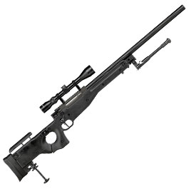 Kleinbild 3 Well L96 AWS-338 Springer Snipergewehr mit Zweibein / Zielfernrohr Kugeln 6mm BB und Kugelfang mit Netz