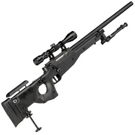Kleinbild 4 Well L96 AWS-338 Springer Snipergewehr mit Zweibein / Zielfernrohr Kugeln 6mm BB und Kugelfang mit Netz