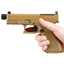 Kleinbild 3 Glock 19X MOS CO2 Luftpistole Kal. 4,5mm BB Metallschlitten Blowback coyote inkl. Adapterplatten