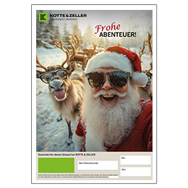 Geschenkgutschein zum Ausdrucken Weihnachtsmotiv Frohe Abenteuer