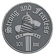3D Rubber Patch mit Klettflche Strong and Fearless grau