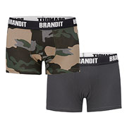 Brandit Boxershorts Logo 2er Pack darkcamo/schwarz