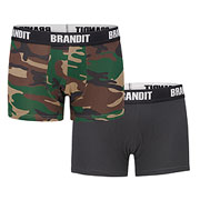 Brandit Boxershorts Logo 2er Pack woodland/schwarz