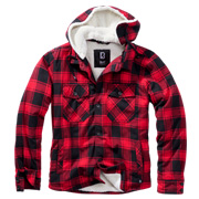 Brandit Flanell Jacke Lumberjacket Hooded Teddyfell rot/schwarz kariert
