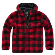 Brandit Jacke Teddyfleece Worker rot/schwarz karriert