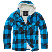 Brandit Hemdjacke Lumberjacket Flanell mit Kapuze schwarz/blau kariert