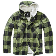 Brandit Hemdjacke Flanell mit Kapuze schwarz/oliv kariert