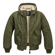 Brandit Jacke CWU mit Teddyfleece und Kapuze oliv